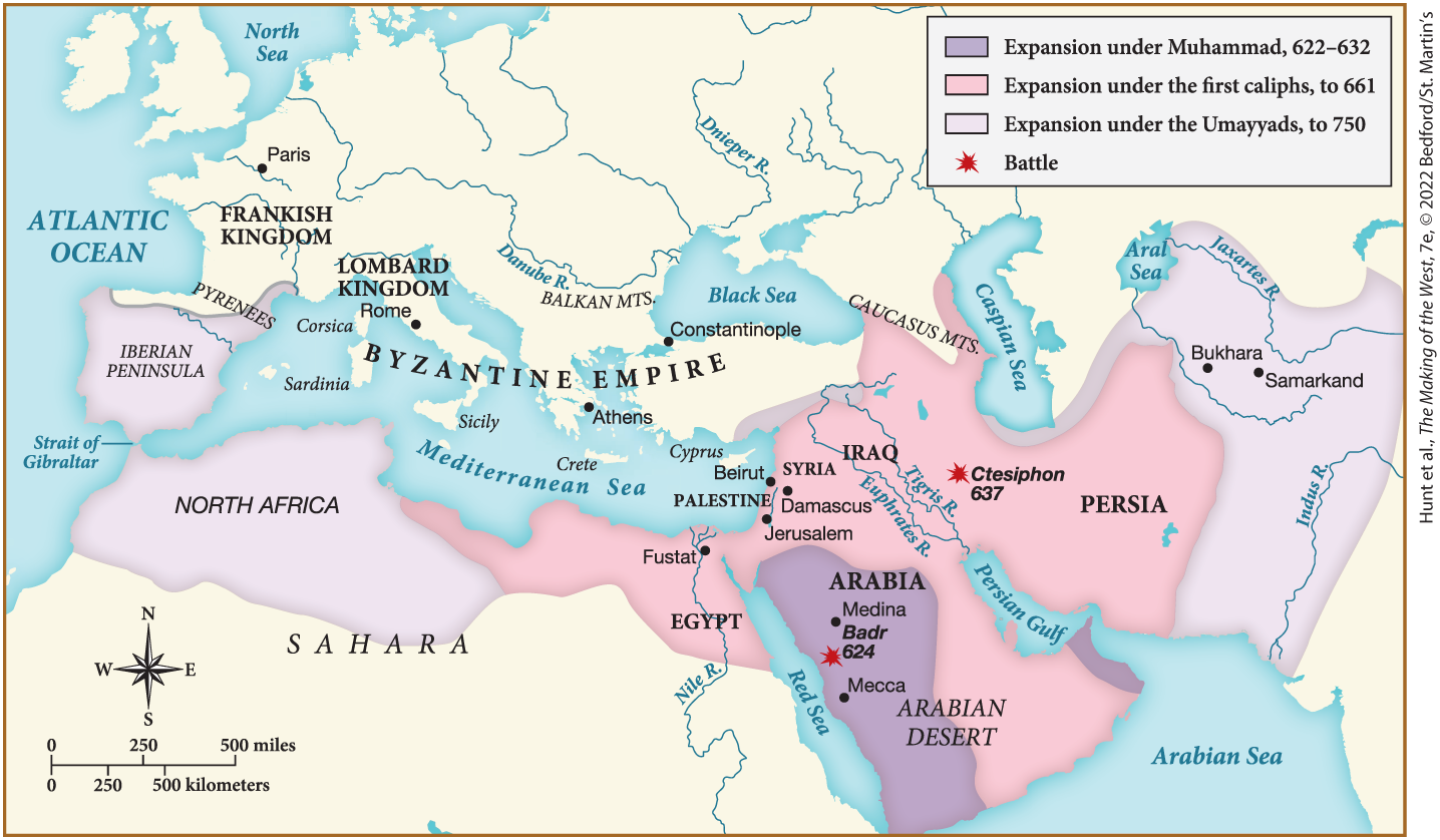 <p><span>Which of the following statements about Islam’s expansion is justified by this map?</span></p>