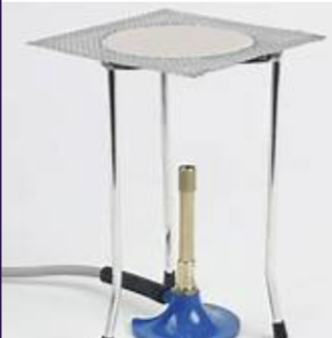 <p>provides stable platform for heating glassware with Bunsen burner</p>