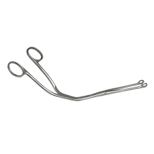 Grasps endotracheal tube during intubation also grasps and removes foreign bodies from the airway (Intubating Forceps)