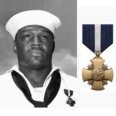 <p>first African American to win the Navy Cross for valor for his actions at Pearl Harbor</p>
