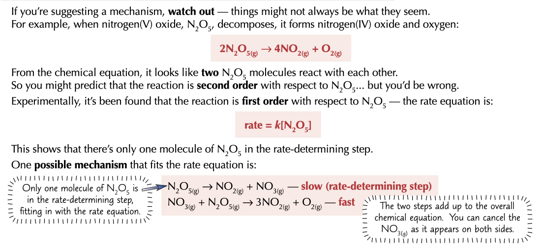 <p>can mean that there can be one reactant with 2 moles in rate determining step but its not second order as it breaks down by itself instead of reacting together</p>