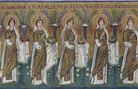 <p>Processione dei martiri e delle vergini di Sant'Apollinare nuovo a Ravenna</p>