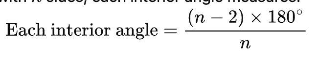 <p>Total angle = 180(n-2) <br>n= number of sides </p>