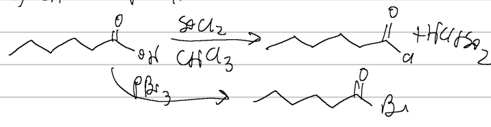 <p>carb acid → acid halide</p>