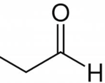 <p>One Carbon atom is double bonded to a Oxygen and single bonded to a Hydrogen</p>