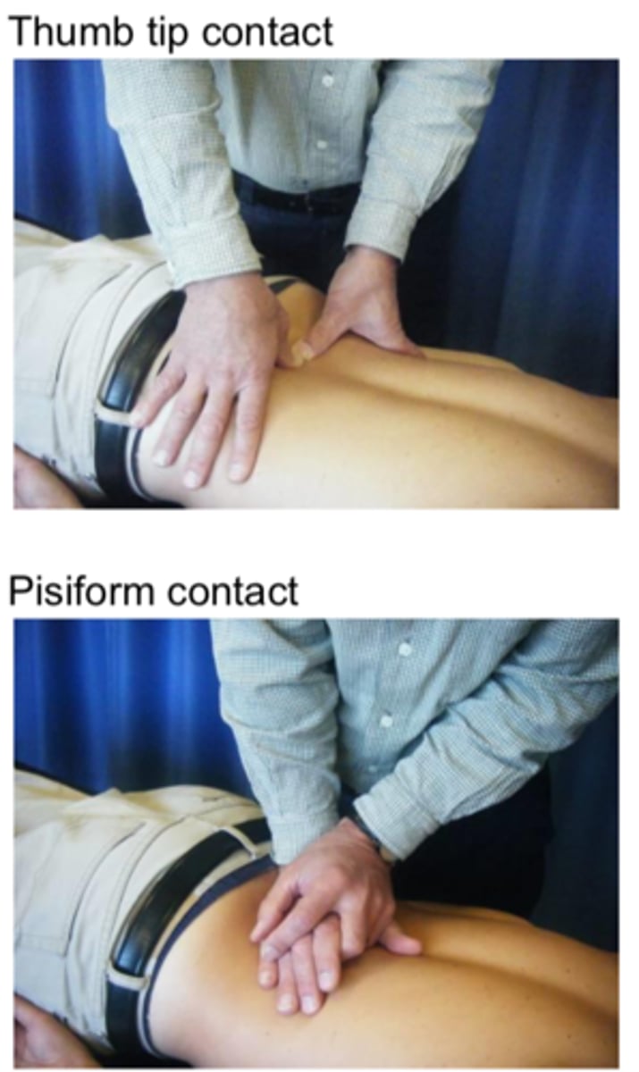 <p>- pt prone with pillow support</p><p>- anterior glide</p>