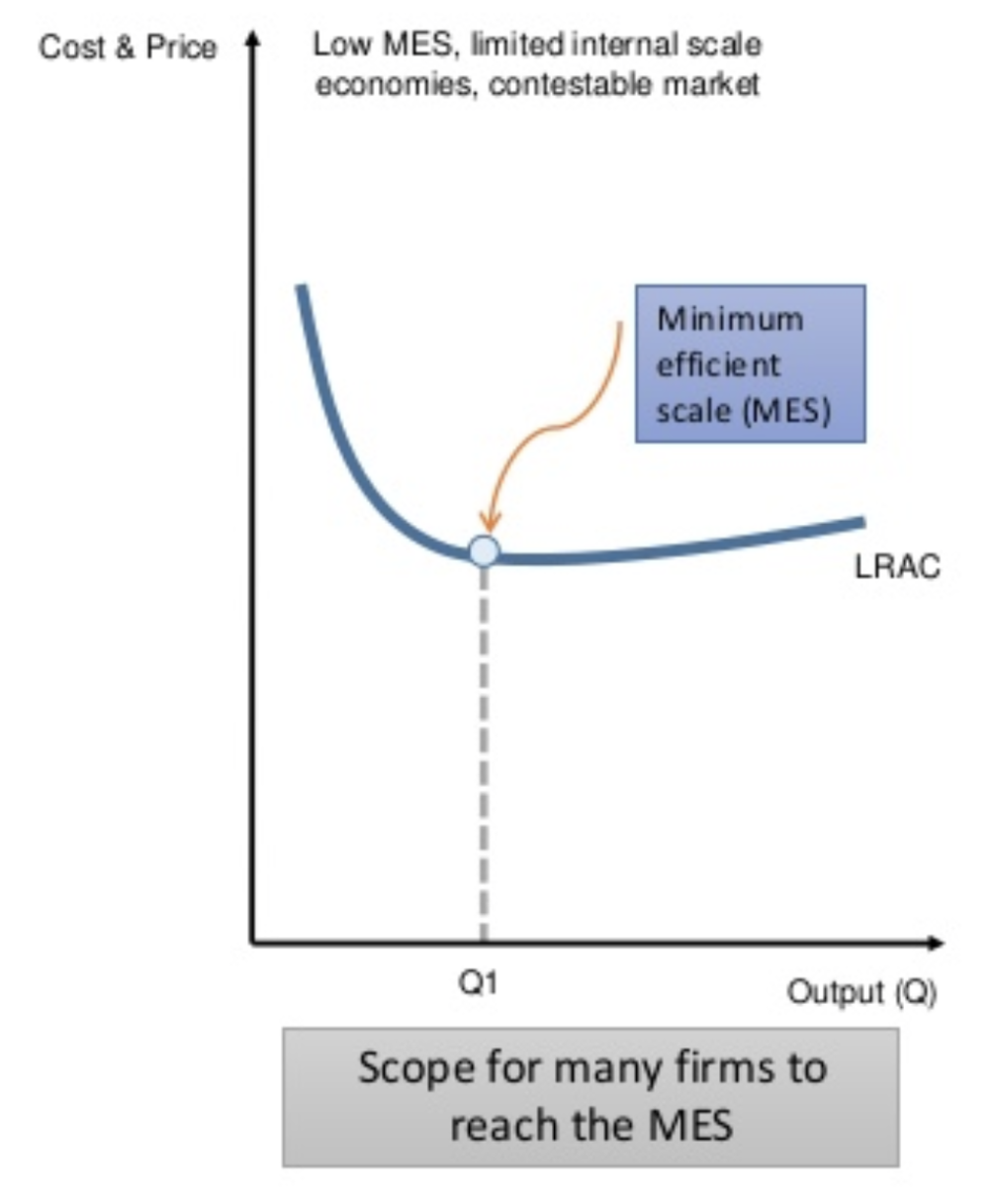 When a firm has little market share, the market is contestable and the firm cannot benefit significantly from large 
