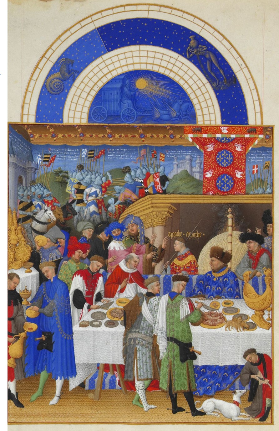 <p><strong><em>The Limbourg Brothers, __________________ : January, 1413-1416, ink an dcolors on vellum, Musee Conde, Chantilly France</em></strong></p><p></p>