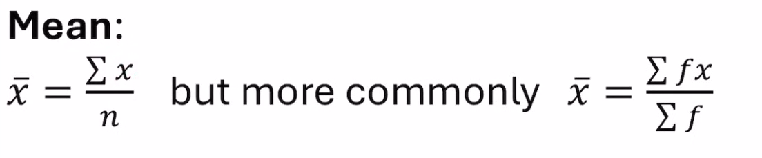 <p>where fx is just the product of the midpoint and the frequency (x = midpoint) (f = freq)</p>