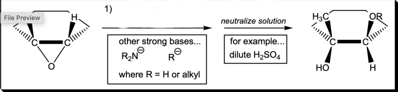 <p>Anti-markovnikov epoxide ring opening (Basic Conditions)</p>