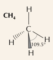 4 bonding pairs, bond angle of 109.5˚