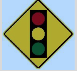 <p><span>This sign means:</span><br><span>A. Traffic signal ahead – prepare to speed up</span><br><span>B. Flashing amber light ahead – proceed with caution</span><br><span>C. Traffic signal ahead – the light may be red</span></p><p></p>