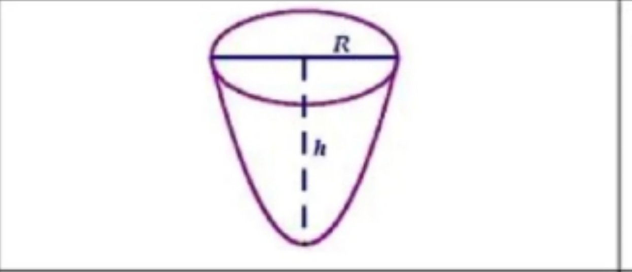 <p>V = (1/2).π.R².h</p>