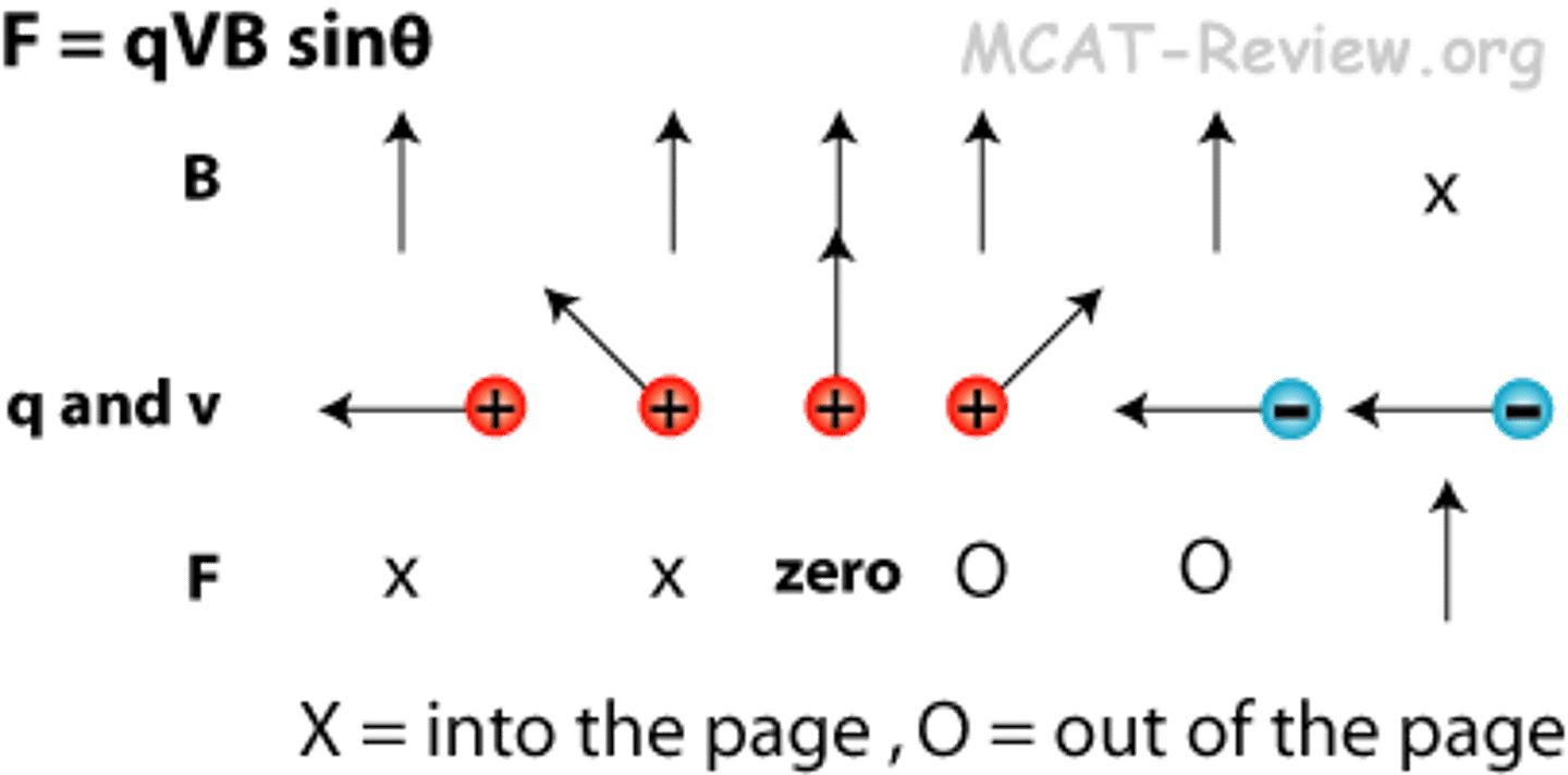 <p>F = qvBsinθ</p><p>F = Magnetic Force</p><p>q = Charge</p><p>v = Velocity of the charge</p><p>B = Magnetic flux density</p><p>θ = angle between the magnetic field and the velocity of the charge</p><p>Struggling to keep your MCAT equations straight? Simply conquer the 100 most important equations using Andrew's 100 Most Essential Equations Mastery Course @ https://mcatselfprep.com/course/andrews-equation-mastery-course/</p>