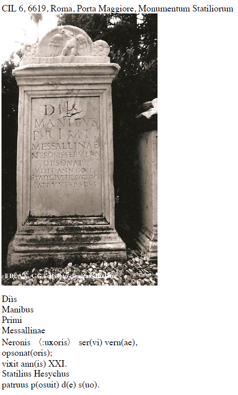 <p>CIL 6, Roma, Porta Maggiore, Monumentum Statiliorum</p>