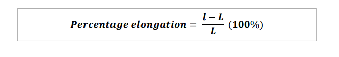 <p>It is the percentage increase in the standard gauge length (i.e. original length) obtained by measuring the fractured specimen after bringing the broken parts together. It gives a measure.</p>