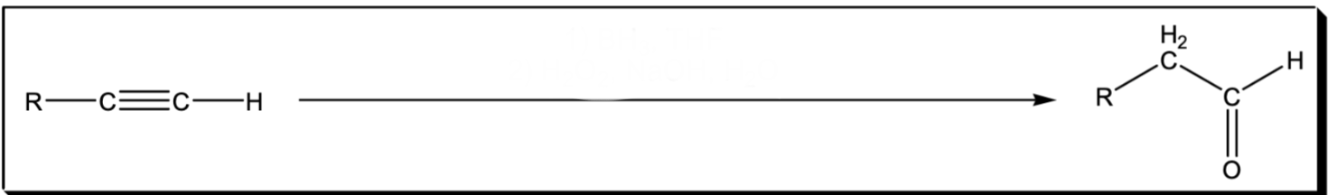 <p>Anti markov additions of H2O to an alkyne</p>