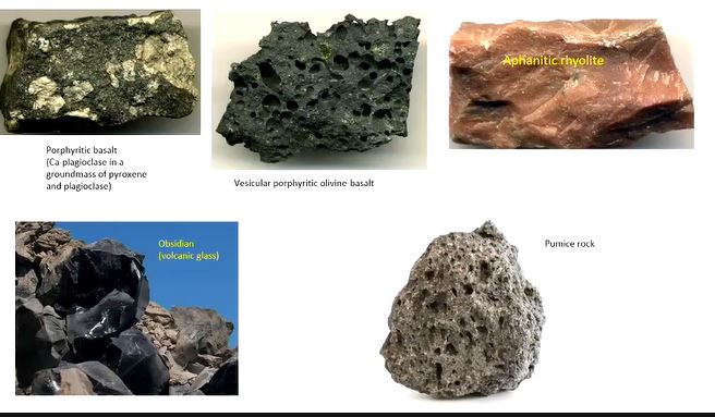 <p>provides information about the conditions under which they solidified. coarser-grained textures with visible crystals means that the lavas cool slowly. abundance of cavities and vesicles indicates lots of water vapor and gases. </p>