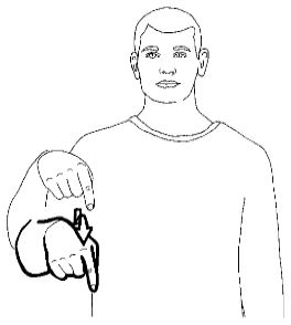 Point downward with
your index finger