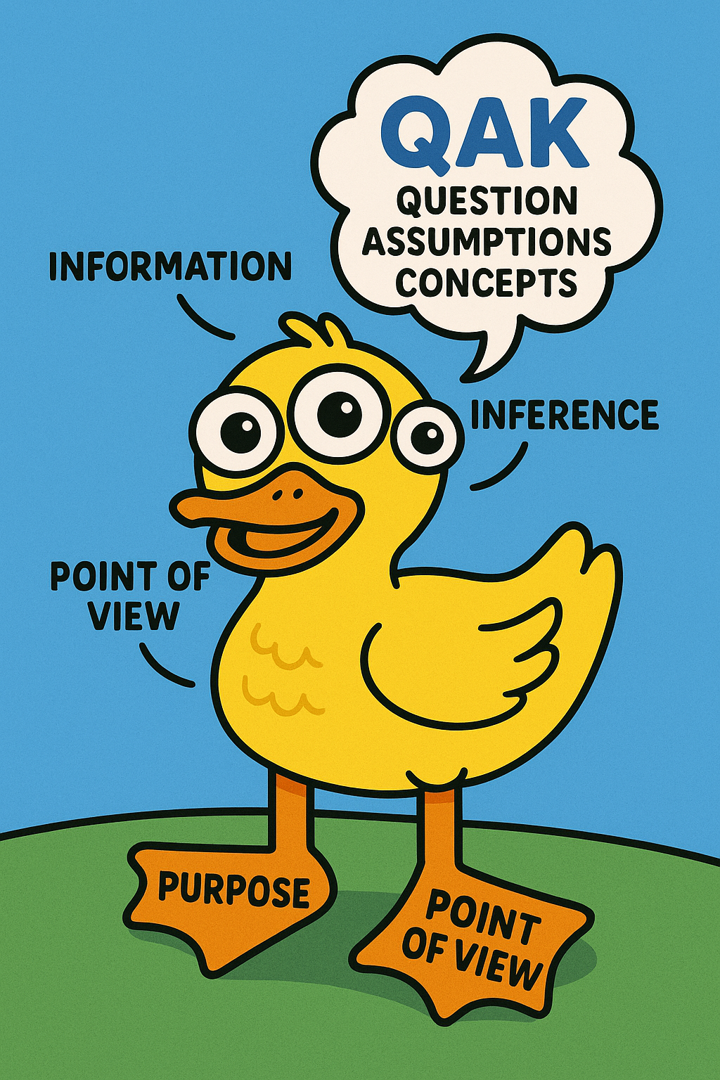 <ul><li><p><strong>Purpose</strong> – Identify your goal behind the thought process. <em>Memory Trick: No purpose? No point.</em></p></li><li><p><strong>Question at Issue</strong> – Focus on the actual question being asked. <em>Memory Trick: Question the question.</em></p></li><li><p><strong>Points of View</strong> – Consider multiple perspectives. <em>Memory Trick: POV = Put On Variations.</em></p></li><li><p><strong>Information</strong> – Ensure data is accurate, clear, and fair. <em>Memory Trick: No info = No insight.</em></p></li><li><p><strong>Concepts and Ideas</strong> – Understand the key ideas shaping your thoughts. <em>Memory Trick: Concepts = Core Ideas.</em></p></li><li><p><strong>Assumptions</strong> – Recognize beliefs influencing your thinking. <em>Memory Trick: Assumptions = Automatic Thoughts.</em></p></li><li><p><strong>Implications</strong> – Consider possible outcomes of a decision. <em>Memory Trick: Implications = If… then…</em></p></li><li><p><strong>Inferences</strong> – Draw conclusions based on evidence. <em>Memory Trick: Inferences = In-between the lines.</em></p></li></ul><p></p>