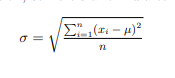 <p>A measure of the amount of variation a variable has about its mean. σ for a population. s for a sample. For a sample standard deviation, you must divide by n -1.</p>