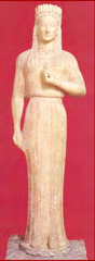 <p>standing female [clothed; Egyptian antecedent: no, maybe...?; frontal stance, she is usually portrayed holding some kind of offering in her hand?]</p>