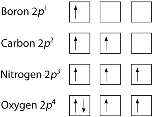 <p>Llenwi pob orbital p gydag un electron cyn mynd nôl i paru fyny.</p>