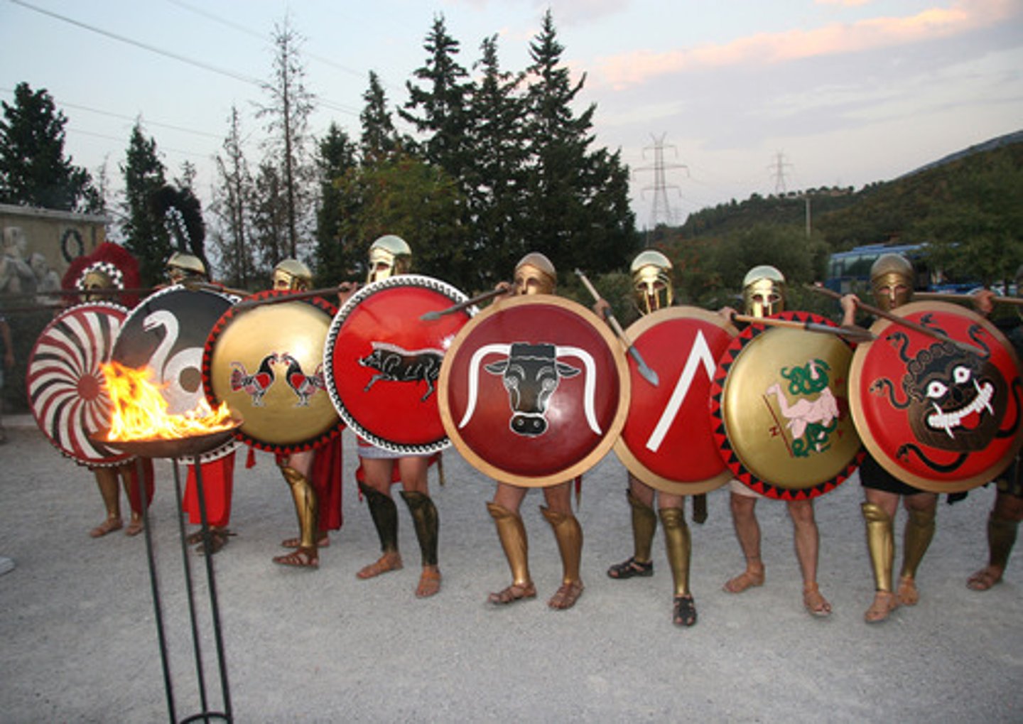 <p>A heavy wooden shield used by hoplite infantry. Made of wood and shaped into a deep-dished shaped shield. It was generally faced with bronze.</p>
