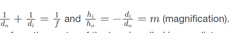 <p></p><p> formulas that describe the relationship between the object distance, image distance, and focal length of a thin lens, including the equation ( \frac{1}{f} = \frac{1}{d<em>o} + \frac{1}{d</em>i} ). </p>