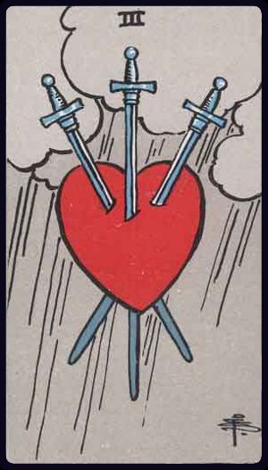 <p>THREE OF SWORDS</p>