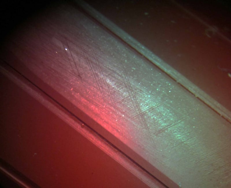 <p>What type of machining likely created the crosshatch marks seen in this barrel?</p>