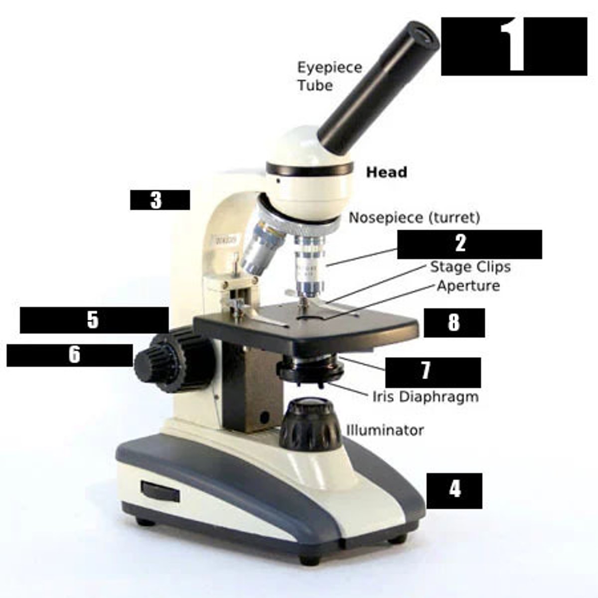 <p>What Miscoscope component is illustrated by #6?</p>