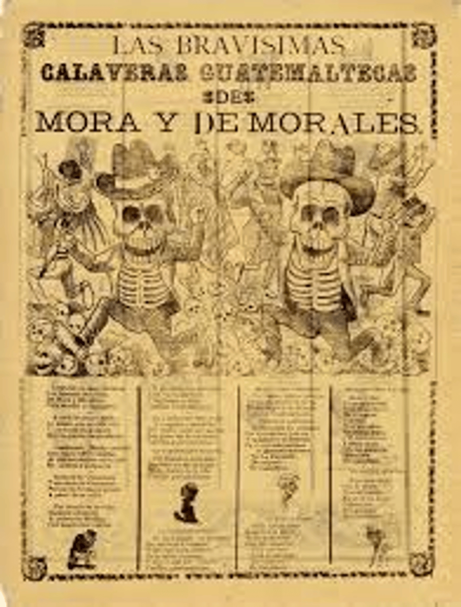<p>1. Skull</p><p>2. Funny poems written and exchanged during Día de los Muertos.</p>