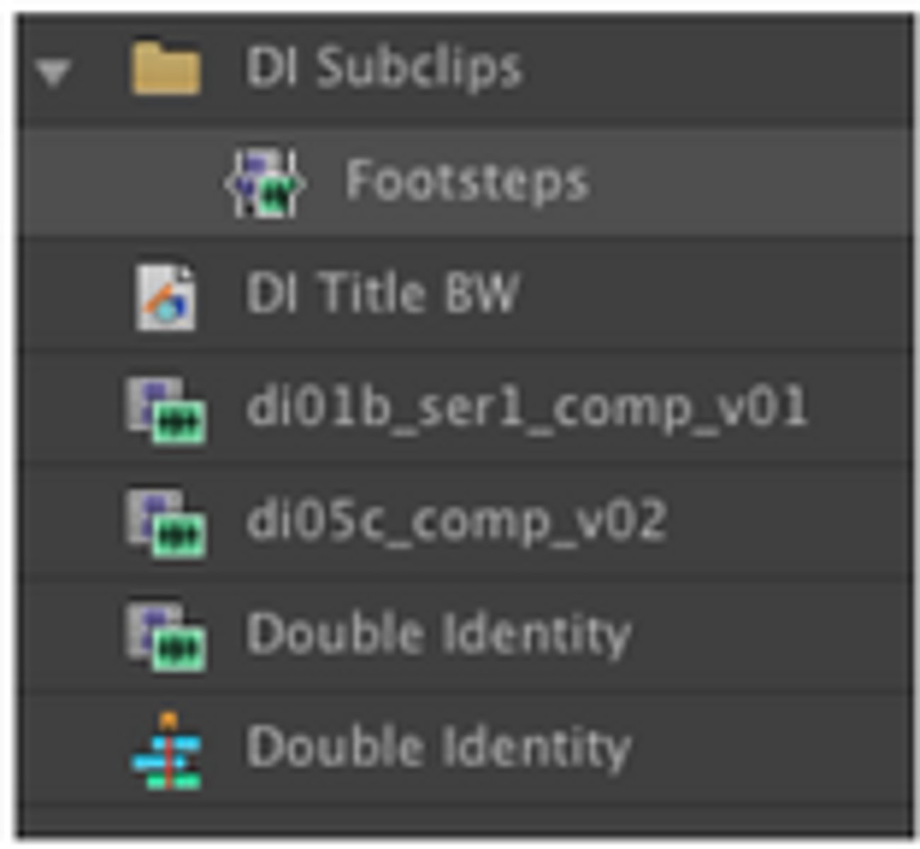 <p>In the image below, which clip is a Subclip?</p>