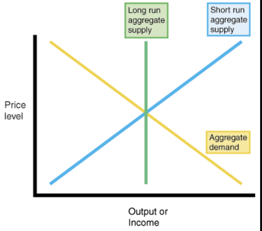 supply and output stays the same

demand can change and leads to price changes

employment and output don’t change

assumes that producers will always produce at a level in which all resources are employed

presumes wages and prices are flexible

government intervention will not help and the economy will self correct itself