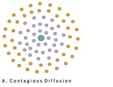 <p><span>Process where a cultural trait or innovation spreads <strong>rapidly </strong>and widely through a population, typically through direct contact and interaction</span></p><p><span>Rapid, widespread diffusion of a characteristic throughout the population (diseases or viral internet trends)</span></p>
