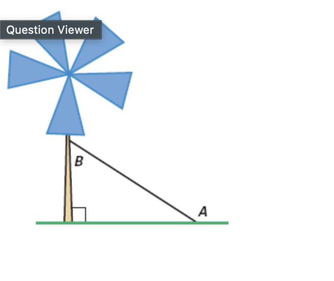 <p><strong>HW 9.2</strong></p><p><strong>Q15) </strong><span style="background-color: transparent !important;"><span>A guy wire supports an​ energy-producing windmill as shown here. If angle A</span><em><span> </span></em><span>is </span></span></p><p><span style="line-height: 0;"><span>136</span></span><span style="line-height: 1.2; background-color: transparent !important;"><span>°</span></span><span style="background-color: transparent !important;"><span>​,</span></span></p><p><span style="background-color: transparent !important;"><span>what is the measure of angle​ B?</span></span></p>