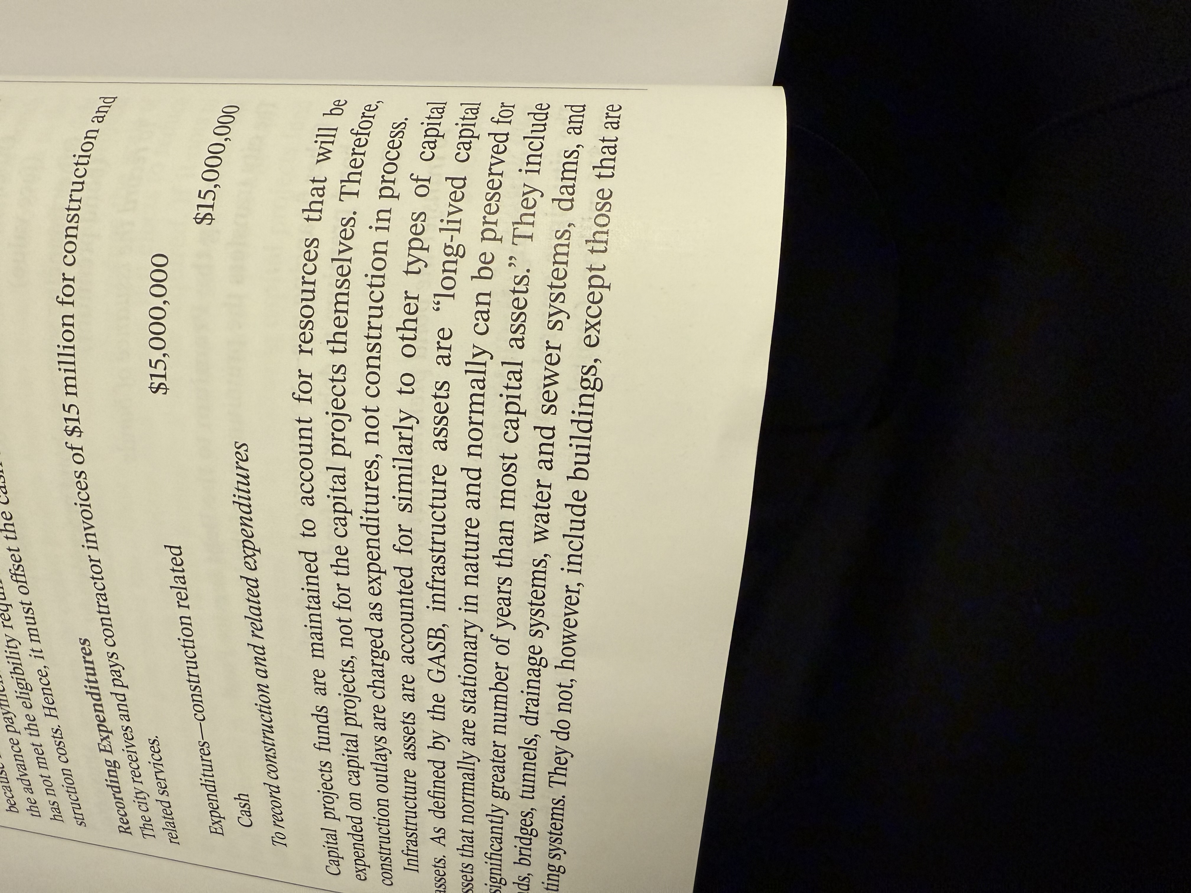 <p>Recording, expenditures and <strong>infrastructure assets</strong> note.</p>
