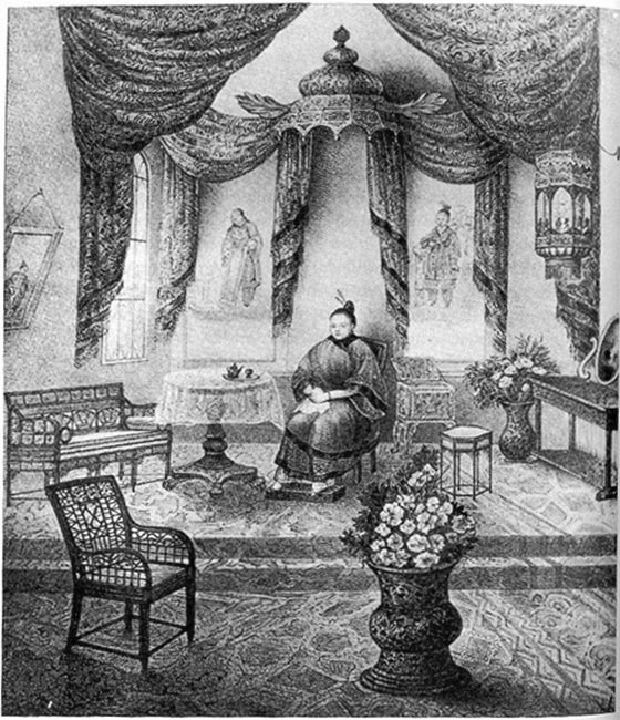 <p>In the ‘The Chinese Lady’ engraving, where she seems like and object on the stage. Seen as an  accessible/contained means for white people to watch and pretend they understand culture and difference. Own name is unknown - ‘Afong’ is not a name, but an informal title. One of the first Chinese women to arrive in the United States. Minimal information about her is known. Used to sensationalise the East.</p>