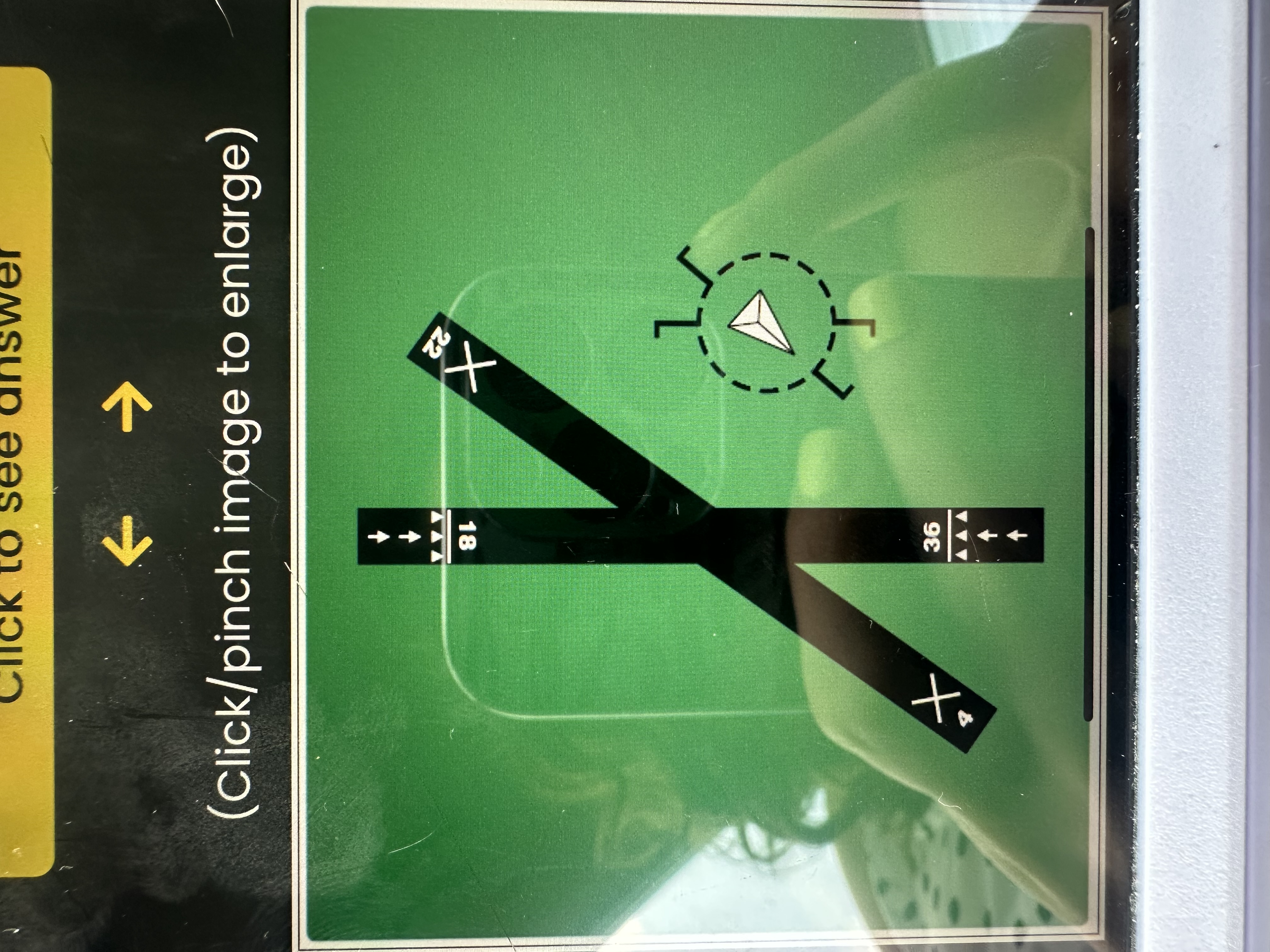 <p>The arrows that appear on the end of the north/ south runway indicates that the area </p>