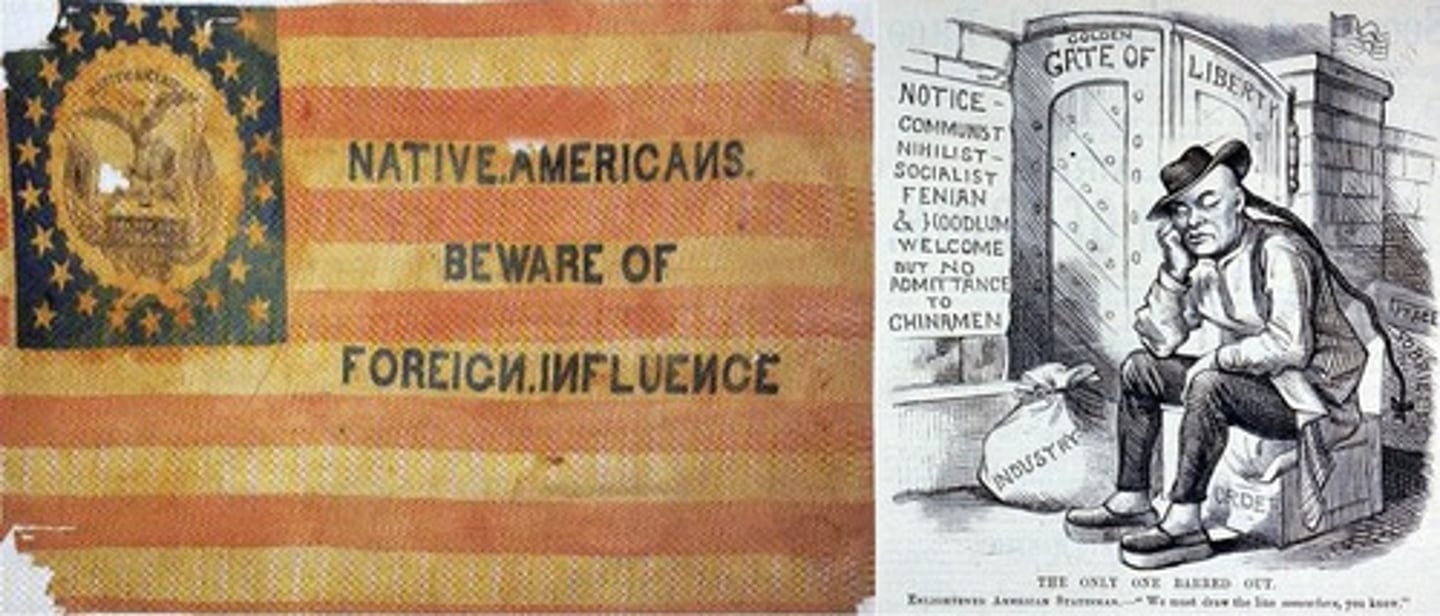 <p>anti-immigration groups; Chinese Exclusion Act, Gentlemen's Agreement</p>