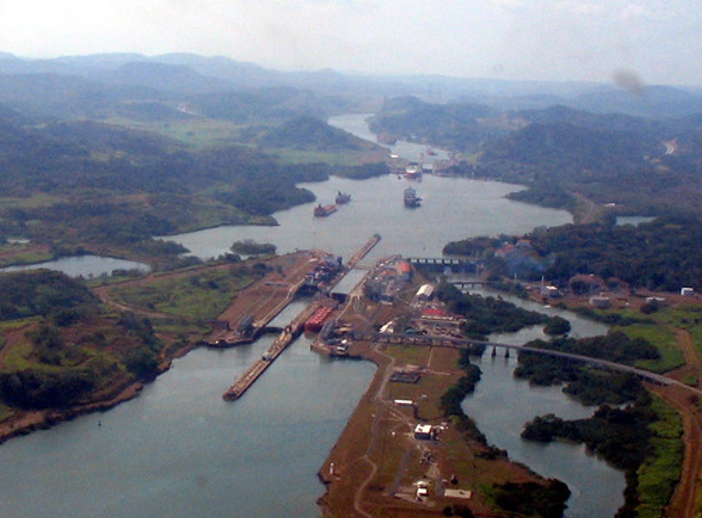 <p>Canal 40 miles long across the Isthmus of Panama built by the United States (1904-1914) - created a shortcut between the Atlantic and Pacific Oceans. Construction was difficult - cut through hills and jungle; mosquitos carrying malaria and yellow fever required draining of swamps; had to rebuild the railway to transport construction equipment</p>
