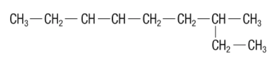 <p>70. Why is 2-ethyl octane <strong><em>NOT</em></strong> an acceptable IUPAC name for the structure provided? Explain and provide the correct IUPAC name for the structure. (2 marks)</p>