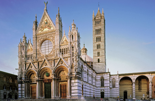 <p>Constructed of white and greenish-black marble in alternating stripes.</p><p>Architects: Giovanni Di Agostino Giovanni Pisano Camaino Di Crescentino Style: Gothic</p>