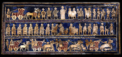 One of a series of rows in a pictorial narrative