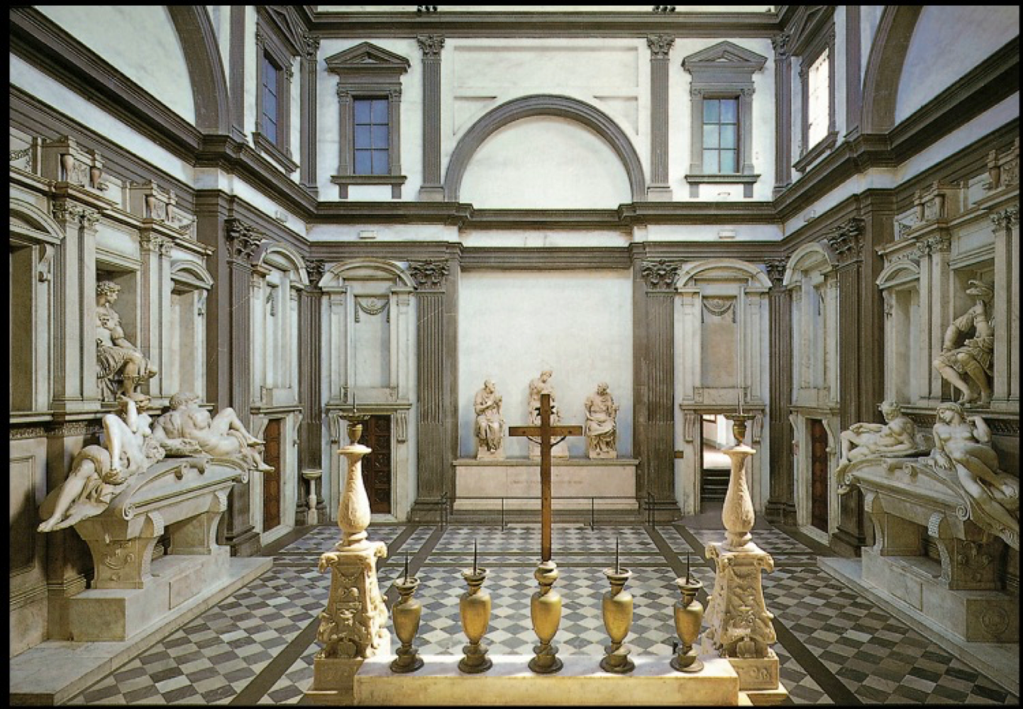 <p>Describe the overall composition of the <span style="background-color: transparent;"><span>New Sacristy and its significace </span></span></p>