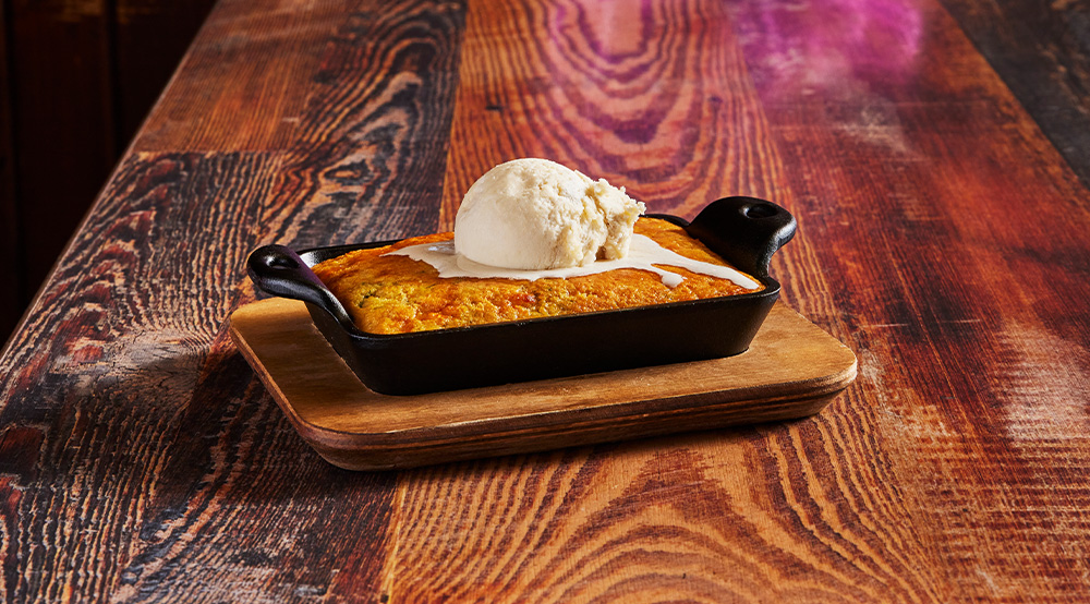 <p>Skillet Cornbread with maple butter</p>