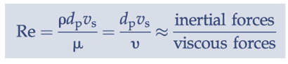 <p>ratio of inertial forces to viscous forces (low = laminar flow, high = turbulent flow)</p>