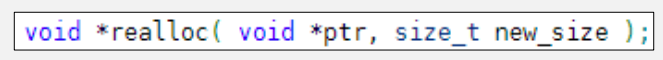 <p>ptr = (int*)realloc(ptr, 2*sizeof(int))</p><p>realloc returns the same memory address from the heap with the specified size, but if it can’t, it will:</p><ul><li><p>allocate space somewhere else, copy the content over, free the original space, &amp; return the address of the new space (if no new space is available, it’ll return NULL)</p></li></ul>