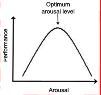 <p>optimum arousal level then reduction in performance</p>